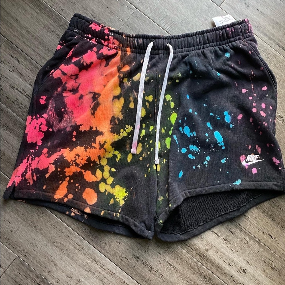 Black reverse tie-dye, rainbow men’s Nike shorts
